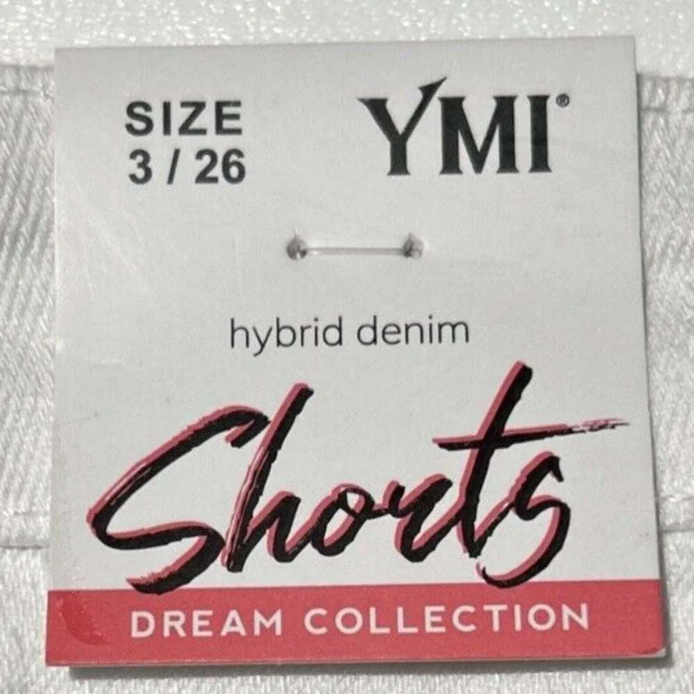 YMI Women's High‎ Rise White Distress Denim Shorts 